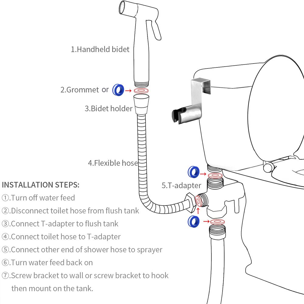 Håndholdt toalett bidet sprøyte tilbehør rustfritt stål hånd bidet kran til dårlig hånd sprøyte dusjhode (ikke et sett)