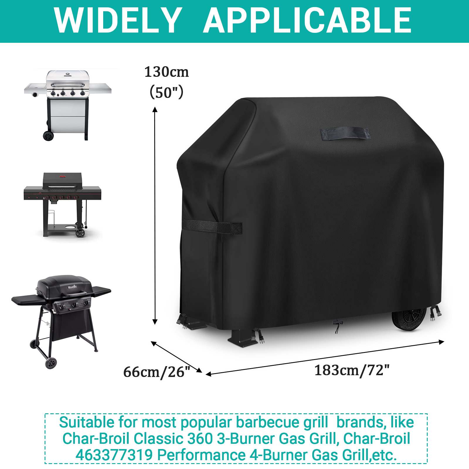 KING DO WAY – housse de protection pour Barbecue d&#39;extérieur, étanche à la poussière, robuste, rond, 420D: 183x66x130cm
