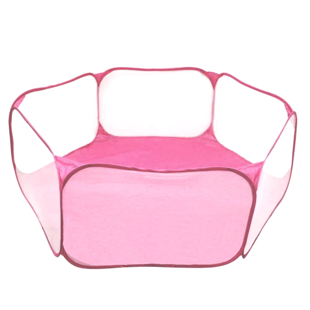 Children Folding Portable Interactive Game Tent Toy Balls Pool Baby Play Safety Fence Small Pet Rabbit Hedgehog Cage: Pink