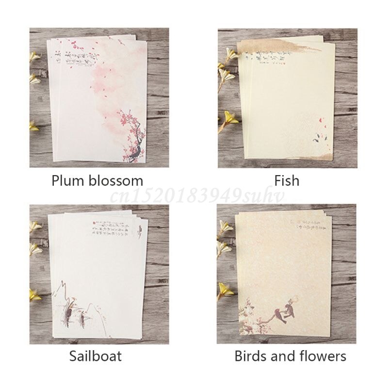 32pcs/Set Home Vintage Writing Letter Paper Retro Writing Stationery School Supplies: A