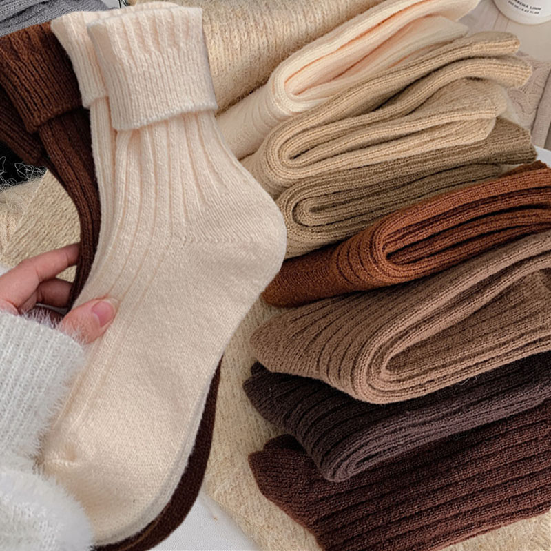 1/3 pares de Calcetines largos térmicos de lana y Cachemira para Mujer, ropa de casa para dormir, Calcetines gruesos y cálidos para Otoño e Invierno, Calcetines para Mujer