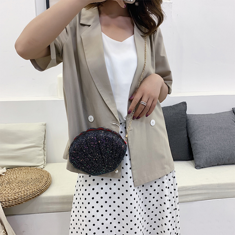 Lilja kuningatar kuoren muotoinen söpö lompakkoketju kiiltävä messenger käsilaukku olkapäätytöille crossbody laukut naisille