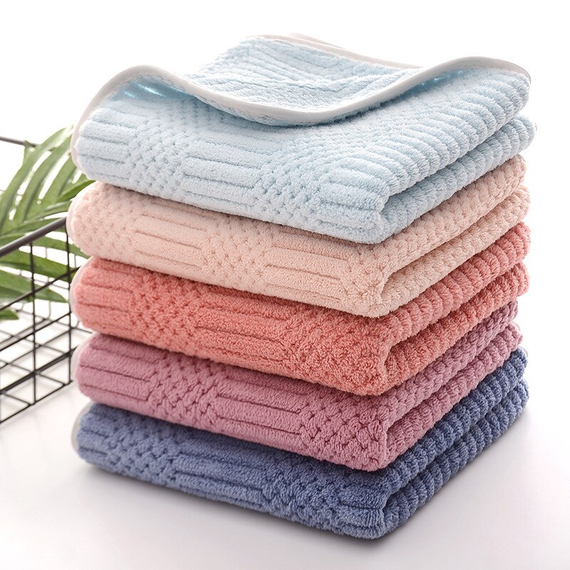 5 Stks/partij Coral Fleece Gezicht Handdoek Sneldrogend Microfiber Handdoeken Super Absorberende Badhanddoek Voor Volwassen Zachte Badkamer Badstof Handdoeken: 5 colors