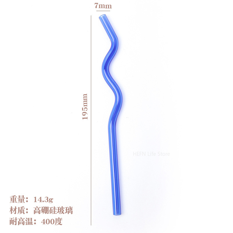 Falista kolorowa przezroczysta słomka robić picia słomka ze szkła borokrzemianowego szklana rurka upominki na przyjęcie barowe szklane słomki wielokrotnego użytku: czarny