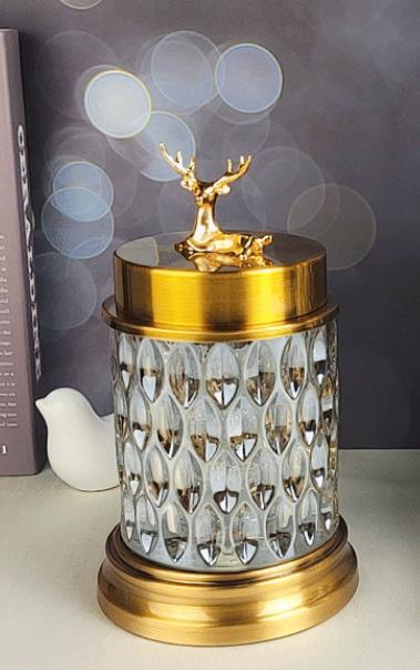 Europæisk stil krystalglas slikkrukke sukkerskål stue bryllup indretning hjorte håndværk snack te opbevaring ornamentla 561: Stil 1