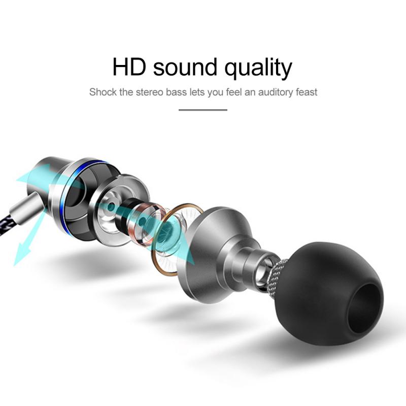 Bass Stereo In-Ear Oordopjes MP3 Computer Mobiele Telefoon Universele Metalen Bedrade Magic Oordopjes Ingebouwde Microfoon 3 Kleuren