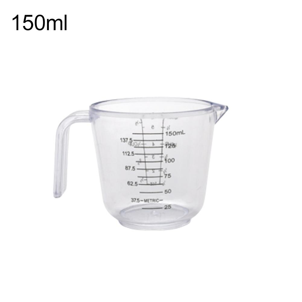 150/300/600ml Plastic Measuring Cup Transparent Blue Mug Pour Spout Clear Liquid Measure Beaker JugCup Container: Transparent150ml