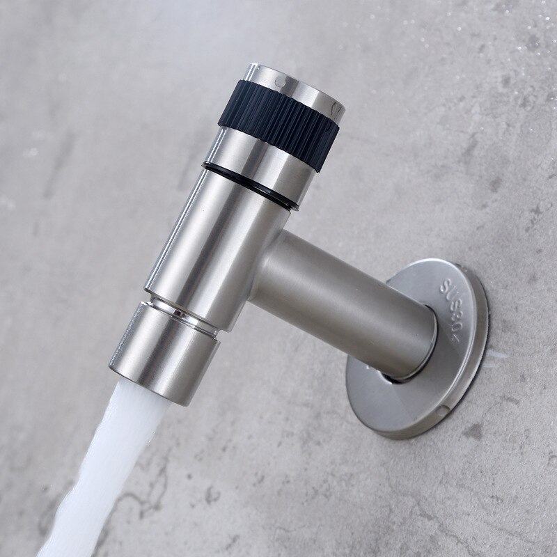 Wall Mounted Washing Machine Tap Faucet Stainless Steel Quick Open Single Cold Water Tap Outdoor Garden Bibcock Mop Pool Tap