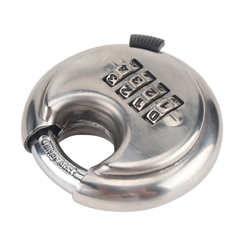 4-Digit Combination Security Round Padlock Resettable Lock Heavy Duty Stainless Outdoor Shed Locker
