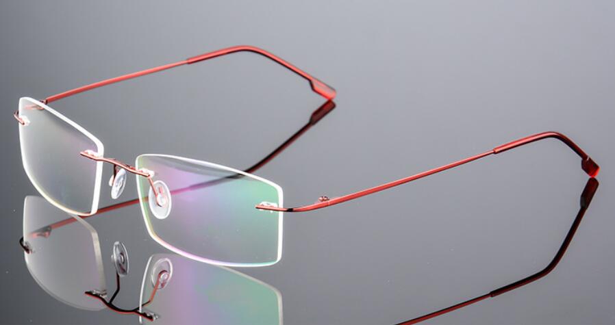 Titanium Alloy Rimless Anti Blue light Glasses Frame Male Female Goggles Ultra-light Radiation-resistant Computer Gaming Eyewear: Red