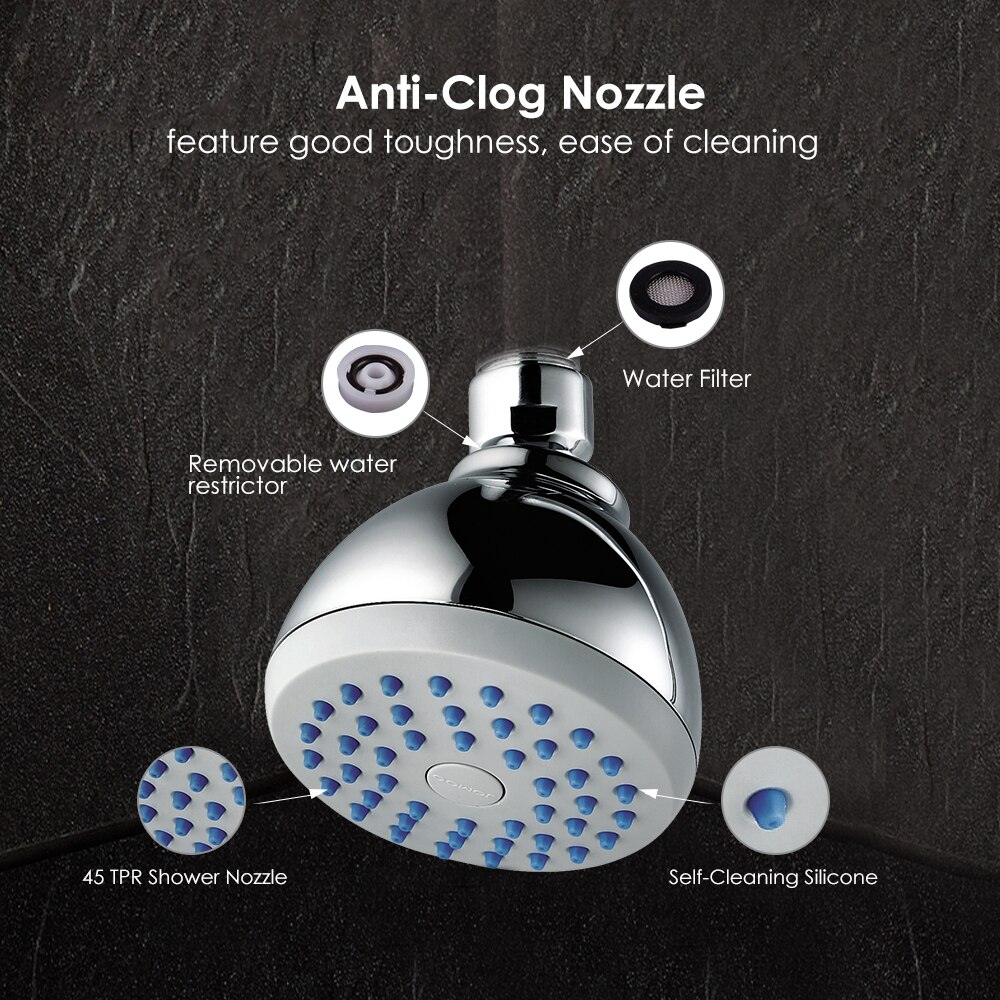 Jomoo Badkamer Douchekop, 3.5Inch Hoge Druk Neerslag Vaste Douchekop Met Swivel Messing Kogelgewricht, Chrome