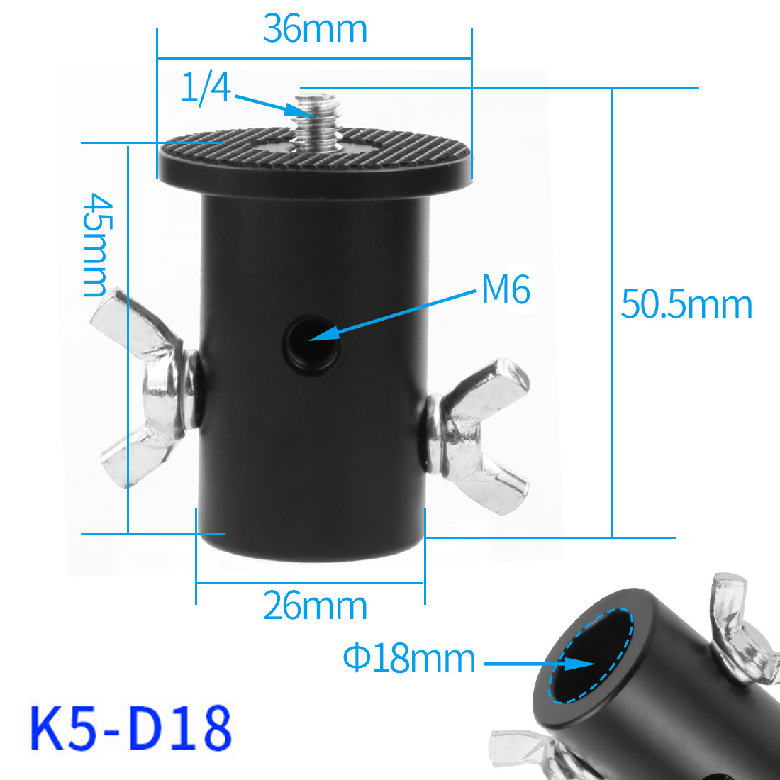 Tripod Light Stand Flat Head Converter to 1/4" 3/8" Screw Mount Adapter 16mm for Flash LED Monitor DSLR Photography Accessories: 18mm Hole Type F