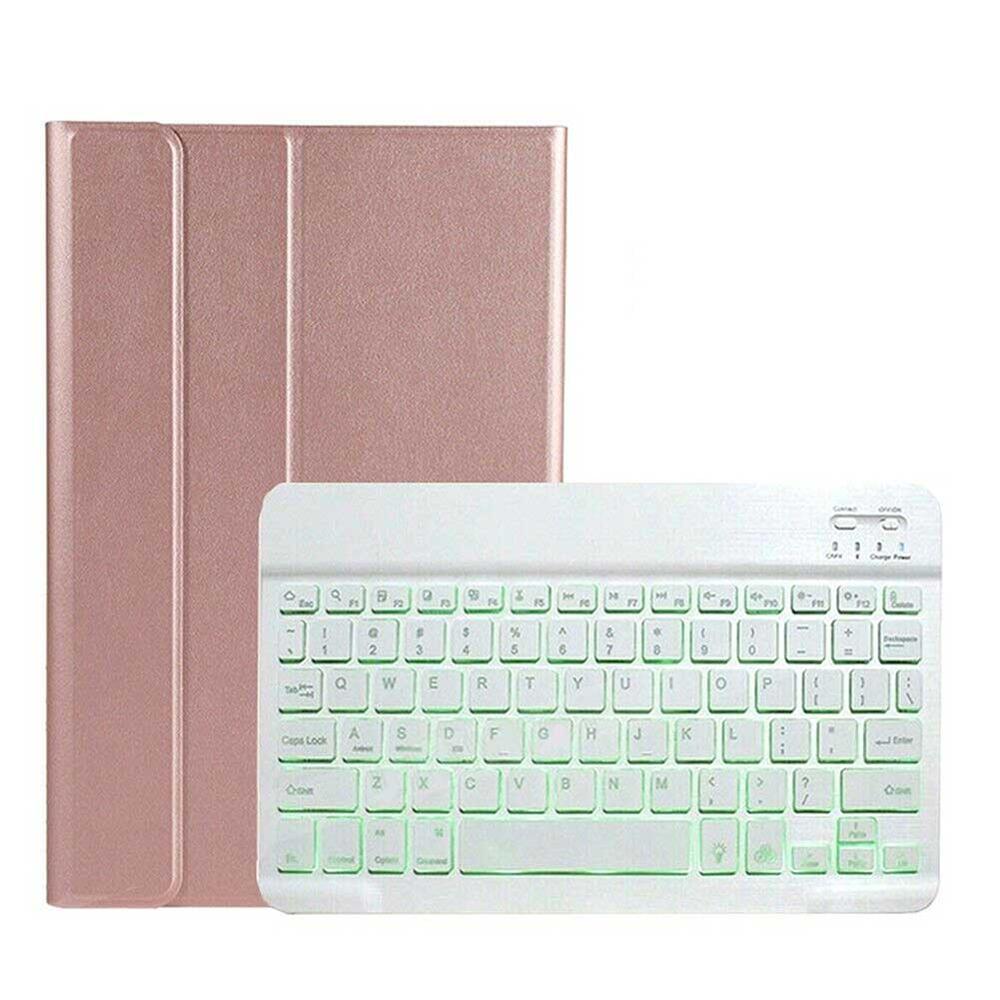 Bluetooth Keyboard Case For Huawei MatePad Pro 10.8 inch MRX-W09 MRX-AL09 Case With Keyboard PU Leather Flip Stand Cover: Rose Gold-Backlit
