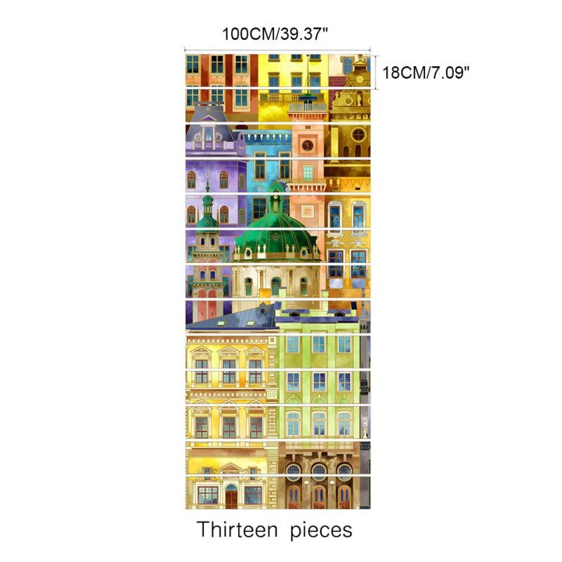 13pcs Removable Stairs Sticker Step Self-Adhesive Ceramic Tiles PVC Stair Wallpaper Decal Vinyl Stairway Home Decoration
