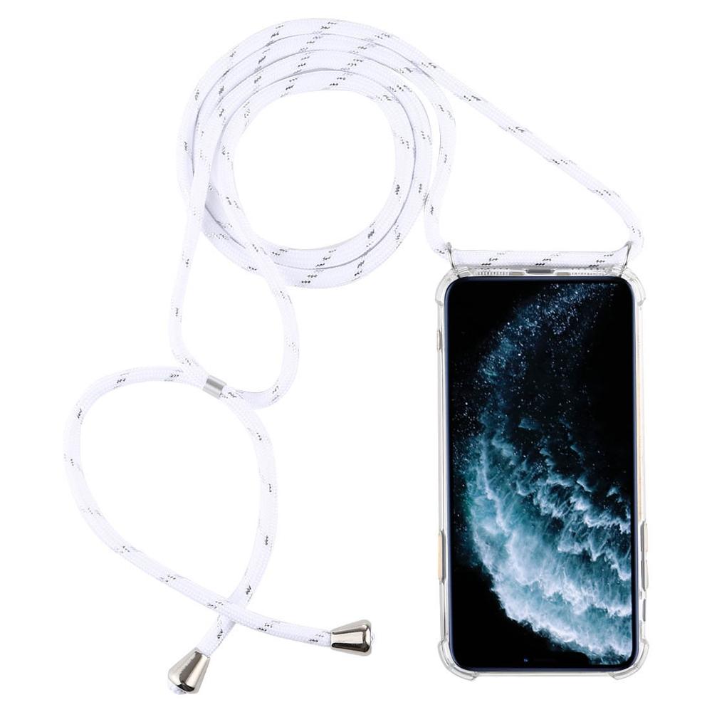 A quattro Angoli Anti-Caduta Trasparente TPU Cassa Del Telefono Mobile Con La Cordicella per il iPhone 11 Pro Max: White