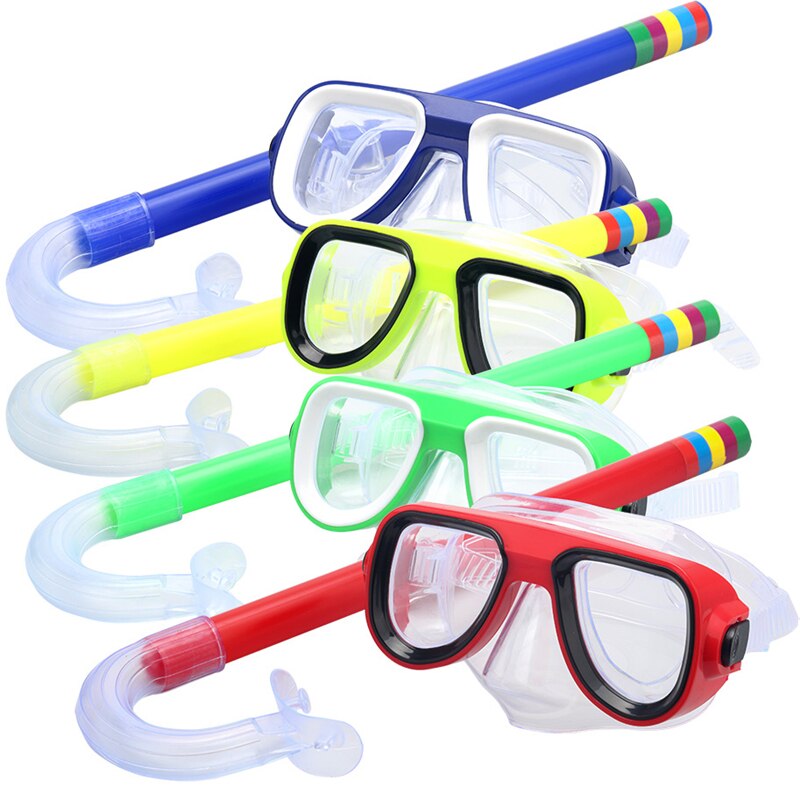 Dykmask snorkel för barn anti-fogglasögon med snorkelglasögon rör justerbar rem för barn simmask