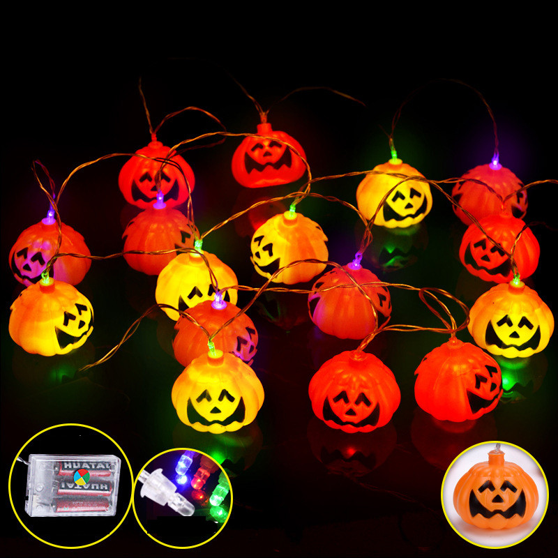 Claite 2.7m 16 led halloween græskar string lys led fe lys til festivaler jul halloween indretning lys: Farverig