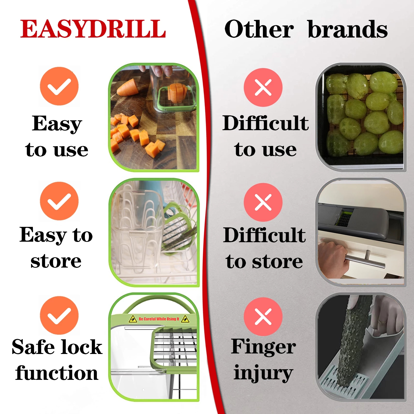 Stainless Steel Vegetable Cutter Manual Veggie Slicer for Carrot Potato Tomato Onion Chopper Dicer Vegetable Fruit Tools