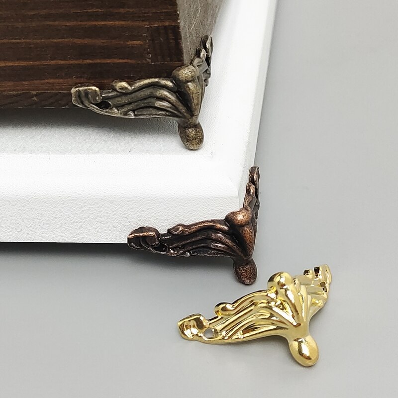 50PCS Antique Golden Jewelry Box Wood Case Decorative Feet Leg Corner Protector Pure Copper Bottom Support Foot