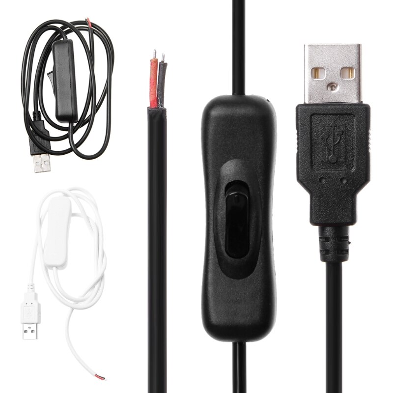 5V USB 2.0 Male Jack 2Pin 2 Draad Power Charge Cable Cord DIY 1m Draad Met Schakelaar