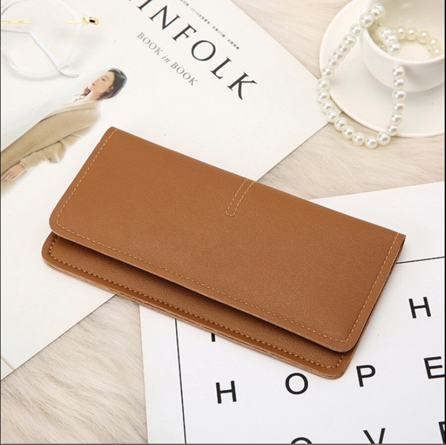 portefeuille de mme Simple ouvert Long portefeuille pochette portefeuille doux portefeuille en cuir synthétique polyuréthane