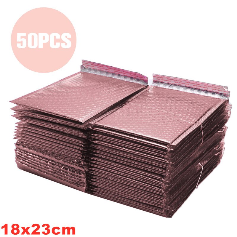 10/30/50 Stks/partij Kleurrijke Schuim Envelop Tassen Zelf Seal Mailers Enveloppen Met Bubble Mailing Zak pakketten Zakken: Rose 18x23cm 50Pcs