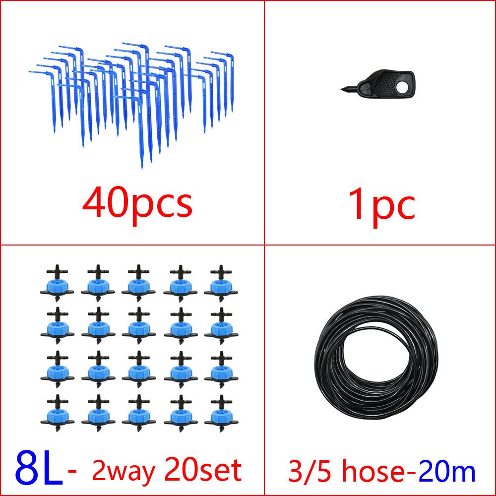 Greenhouse Drip Irrigation 2/4-Way Arrow Dropper Transmitter Irrigation Watering System With 2L/4L/8L Steady Flow Dripper: 8L x 2way