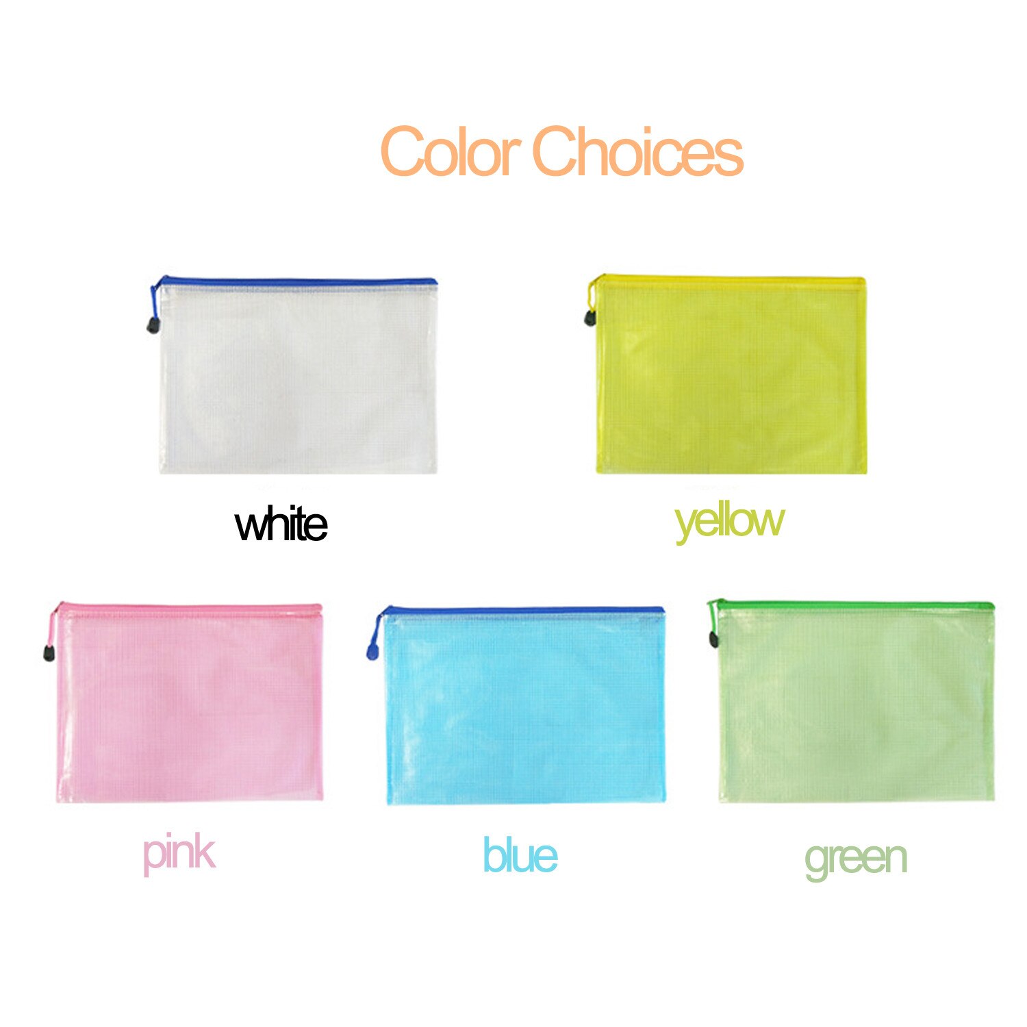 5pcs/lot office File Bag student supplies Waterproof Plastic Zipper Paper File Folder Book Pencil Pen Case Bag File document bag