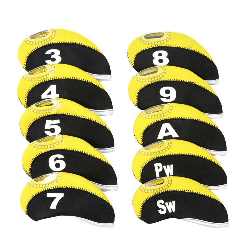 None 10pcs/set Number Pattern Golf Iron Rod Head Covers Protector Golf Rod Sleeve Accessories: yellow