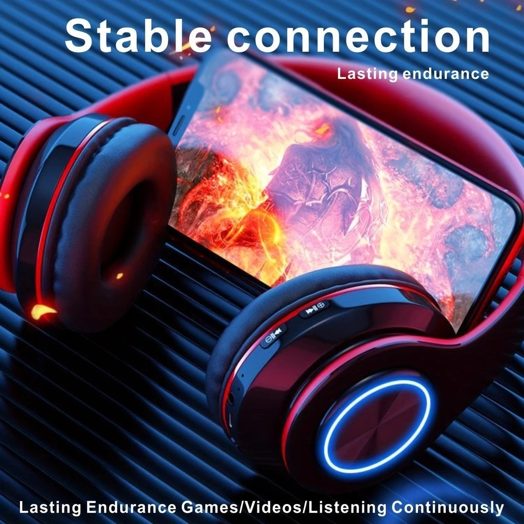 B39-hoofdtelefoon met draadloze Bluetooth Kleurrijk licht Insteekbaar kaartspel Muziekbeweging Bluetooth-headset voor telefoon