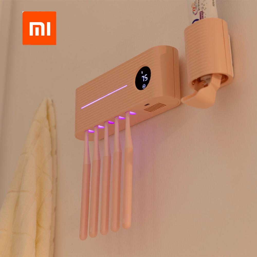 Xiaomi Mijia UVC Ultraviolet Sterilization Air-dry Toothbrush Holder Toothpaste Dispenser Rack Wall-mounted Bathroom Accessories