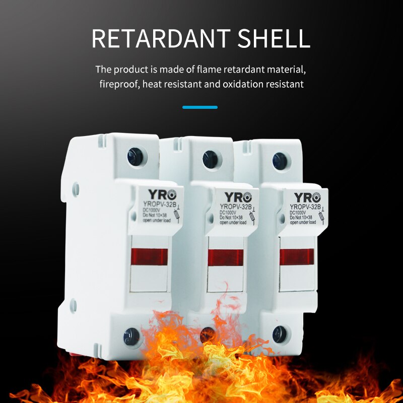 DC 1P 1000V PV Solar Fuse Fusible 10x38MM gPV with Fuse Holder for Solar PV System Protection YROPV-32B