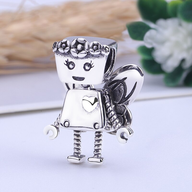 Sterling Zilver 925 Originele Bedels Kralen Fit Armband Diy Bloem Hart Robot Forever Charm Sieraden Maken