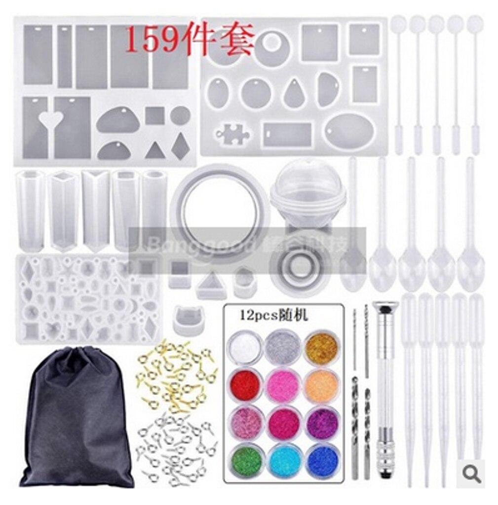 83-229pcs Handmade Crystal Glue Mold Set DIY Silicone Mould Jewelry Pendant: 159 PCS