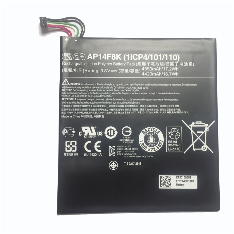 Vervangende Li-Ion Polymeer Laptop Batterij AP14F8K 4550mAh Voor Acer Iconia Tab A1-850 B1-810 B1-820 B1-830 W1-810 Batterij