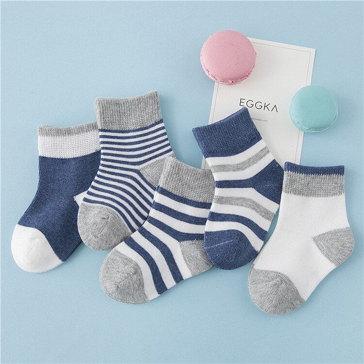 5 paires de chaussettes bébé printemps et automne chaussettes en coton modèles d'explosion dans le tube hommes et femmes chaussettes coréennes mignonnes enfants chaussettes: W016shenlan / 7-10 years old