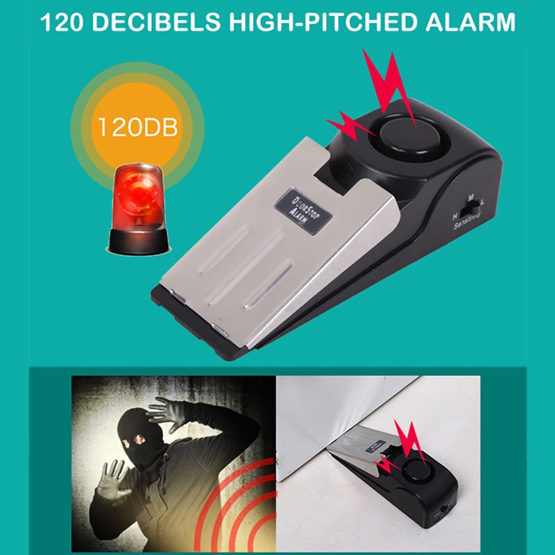 Mini alarme anti-choc sans fil, Vibration, cale de porte moulée, système d'alerte de sécurité, 120 dB, alarme d'arrêt de porte
