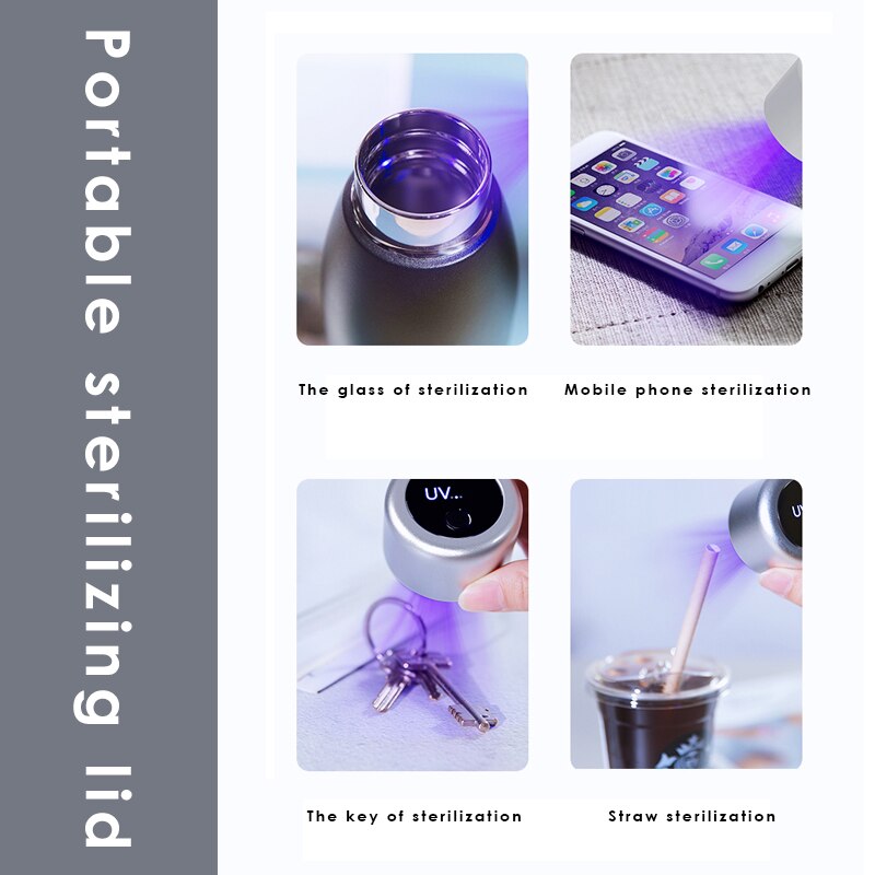 UV Disinfection Sterilizer Vacuum Water Bottle Cold Stainless Steel Thermos Thermocup Insulated Sterilizer cup bottle