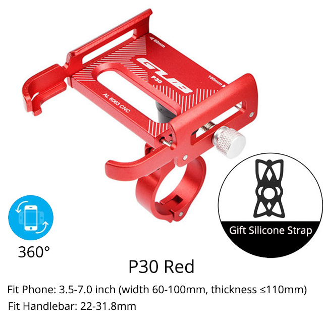 Gub Fiets Telefoon Houder Aluminium Ondersteuning Voor Bike Motorcycle 3.5-7.0 Inch Mobiele Telefoons Stand Mtb Stuur Mount: P30 Red