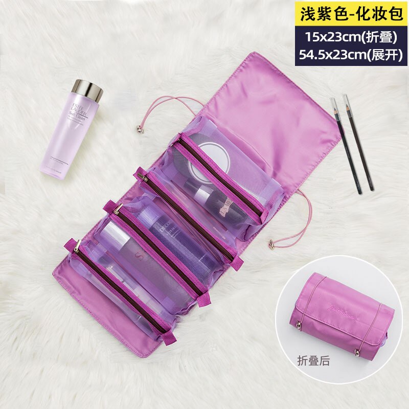 4 Stuks In 1 Cosmetische Tas Voor Vrouwen Rits Mesh Scheidbare Cosmetica Pouch Dames Opvouwbare Nylon Tas Touw Make-Up Tas kosmetyczka: 4