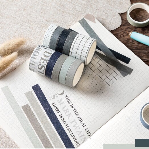 10 Rolls Retro Pure Color Masking Tape Sticker Forest Color Collage Junk Journal Material Deco Washi Tape Set DIY Scrapbooking: Time