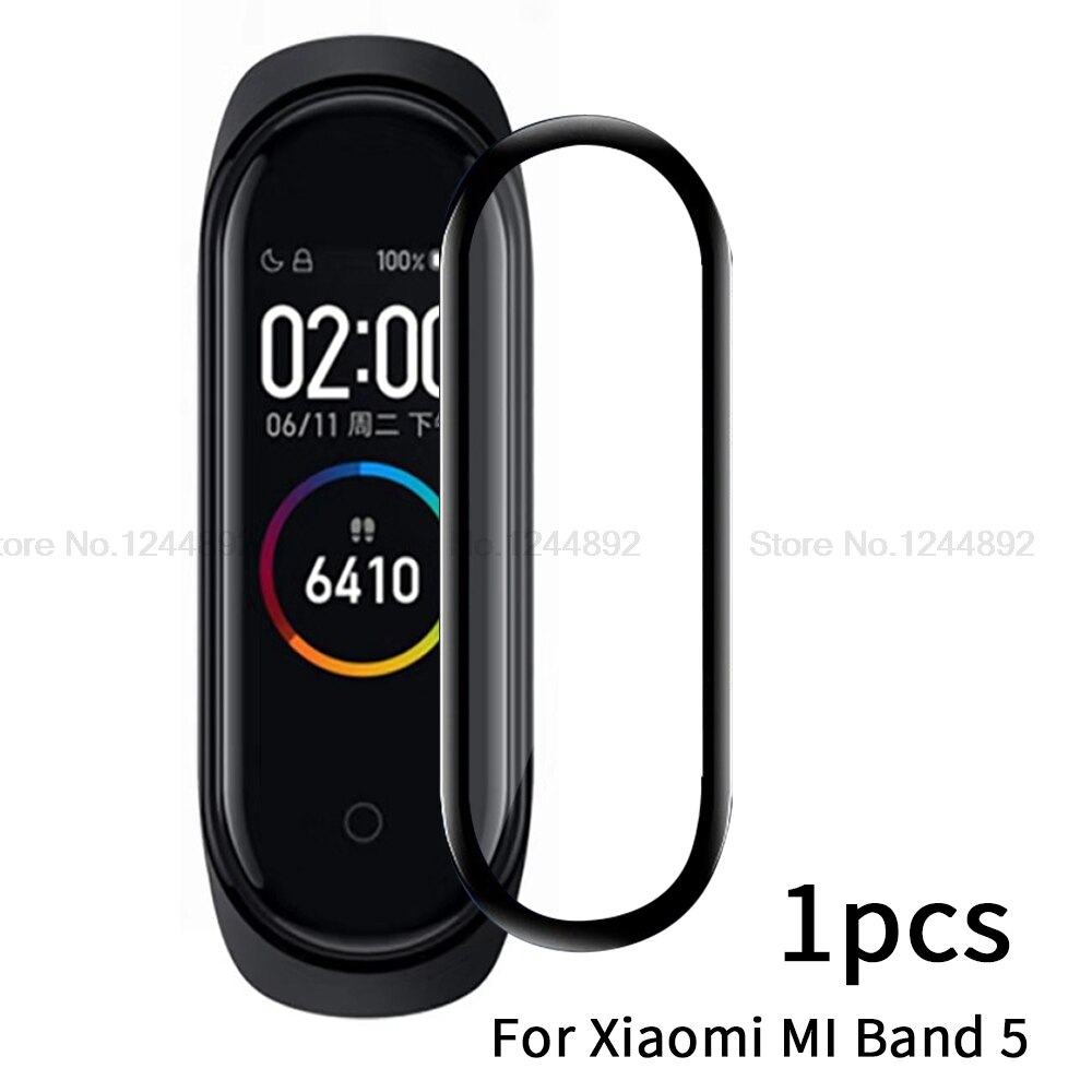 3D Beschermende Glas Voor Xiaomi Mi Band 5 Gehard Glas Voor Xiaomi Mi Band 5 Mi Band 5 Volledige Gebogen screen Protector Voor Mi Band5: 1PCS