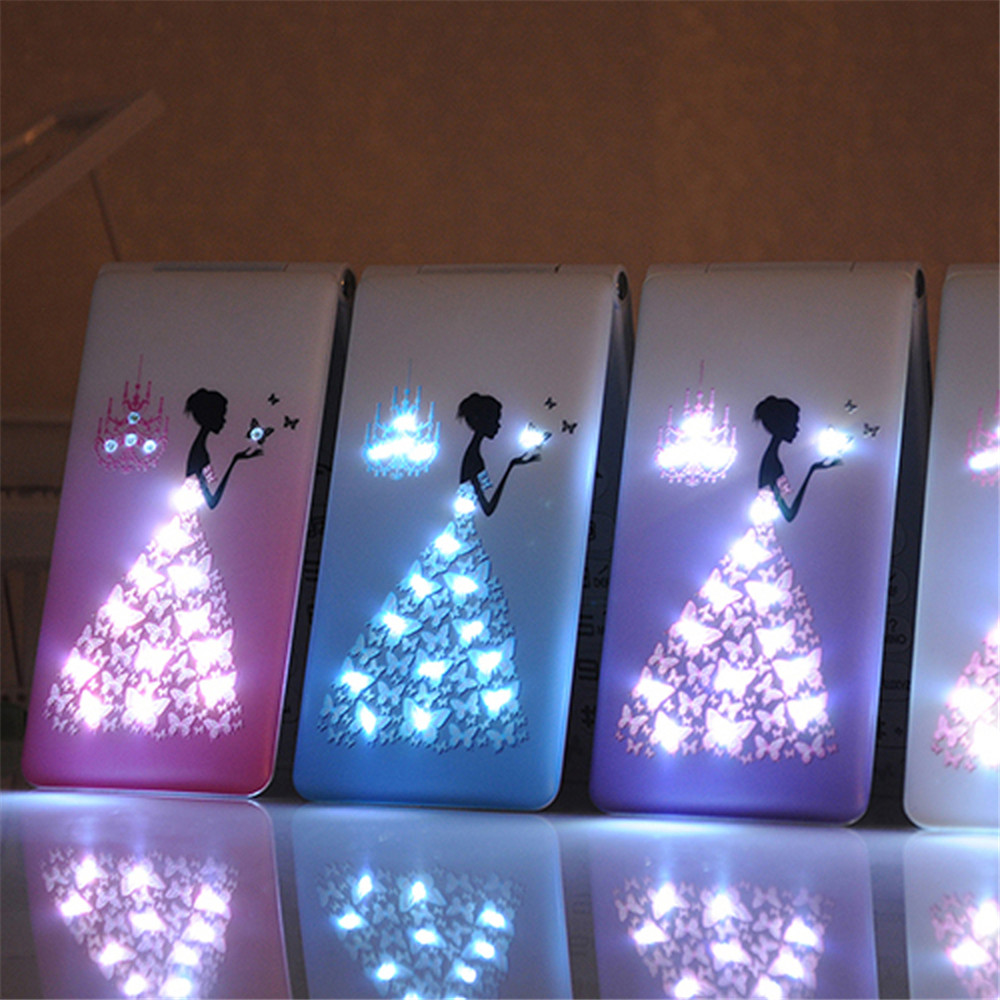 Teléfono Móvil KUH D11 con tapa, Tarjeta SIM Dual, , para niñas, flor para mujer, linterna LED, teléfono móvil a la