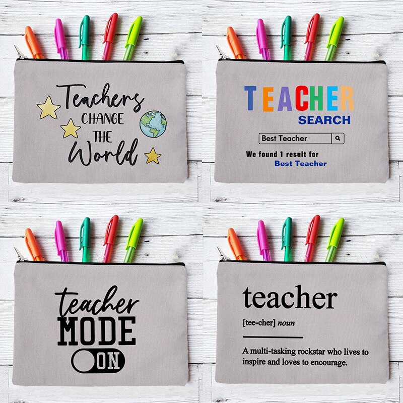 Beste Leraar Potlood Pen Case School Pencilcase Briefpapier Leveringen Zak Reizen Toilettas Organizer Make Tassen Portemonnee Leraren