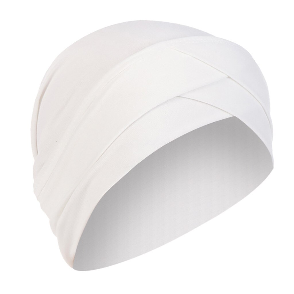 Women Solid India Hat Muslim Ruffle Cancer Chemo Beanie Turban Wrap Scarf Cap Ruffle Femme Scarf Cap Islamic Head Cover Hair: White 