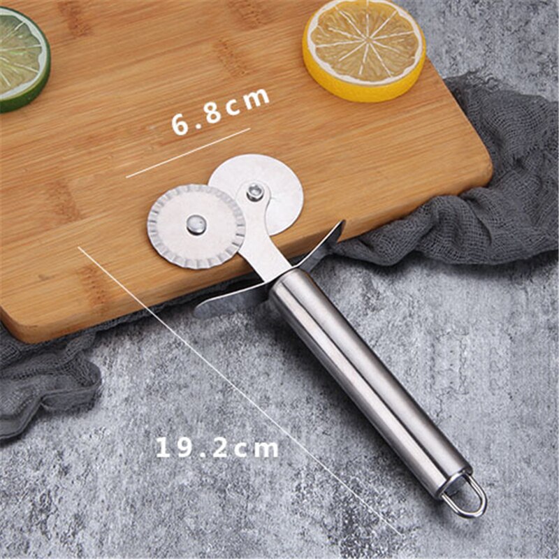 1x Patronen Pizzasnijder Dubbele Roller Pizza Mes Cutter Gebak Pasta Deeg Crimper Keuken Pizza Gereedschap: 3