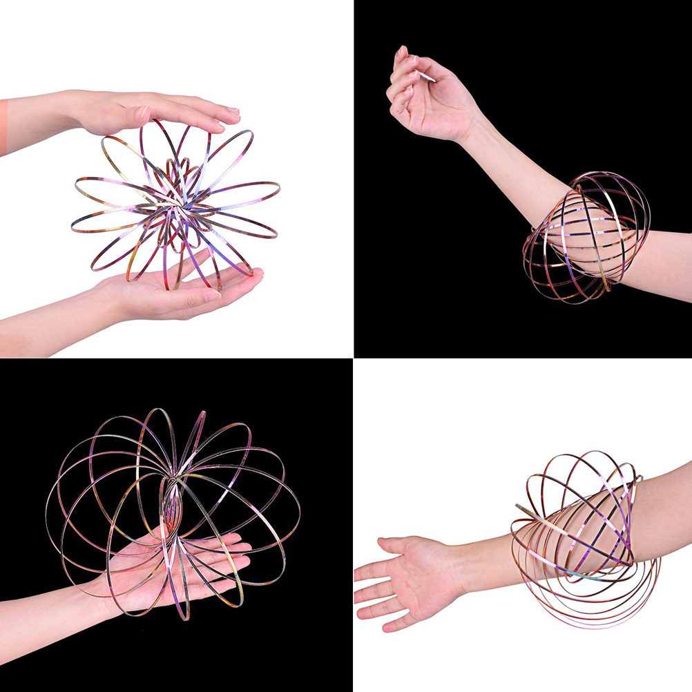 Aniti-Stress Rvs 3D Vloeistof Rotatie Magic Armband Kleurrijke Flow Ring Intelligent Speelgoed Fidget Spinner Metalen