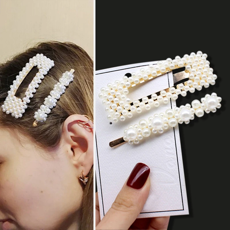 1einstellen Handgemachte Perlen Haar Clips Stift für Frauen Geometrische Blume Barrettes Headwear Mädchen Süße Haarnadeln Haar Zubehör: Himmel Blau