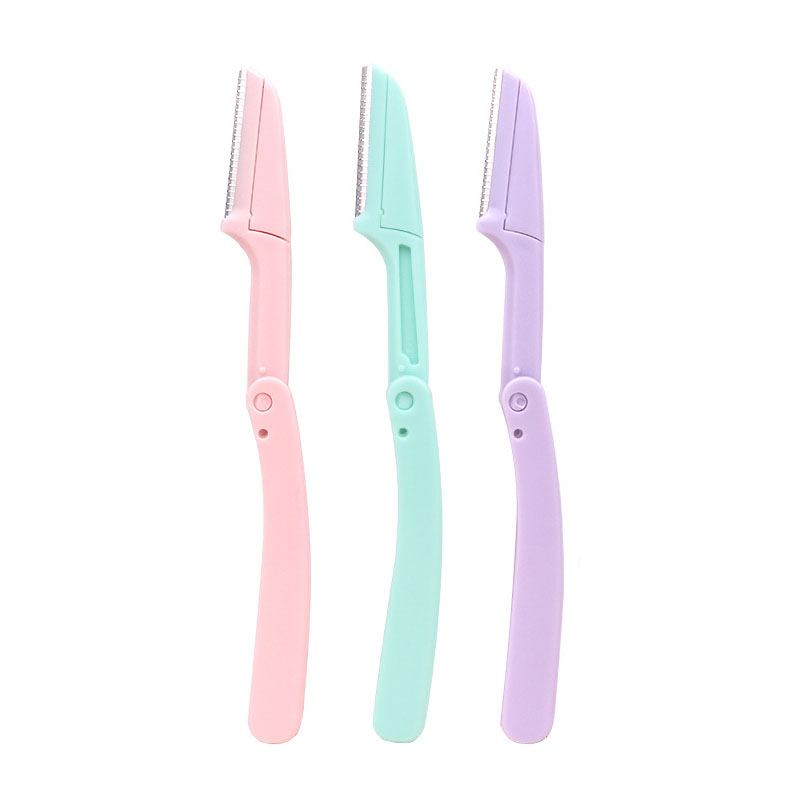 Karsyngirl 3pcs Vouw Wenkbrauw Trimmer Schaar Haar Remover Wenkbrauw Kam Scheermes Wenkbrauw Clip Makeup Tools Gezicht Scheermes voor Vrouwen: Paars