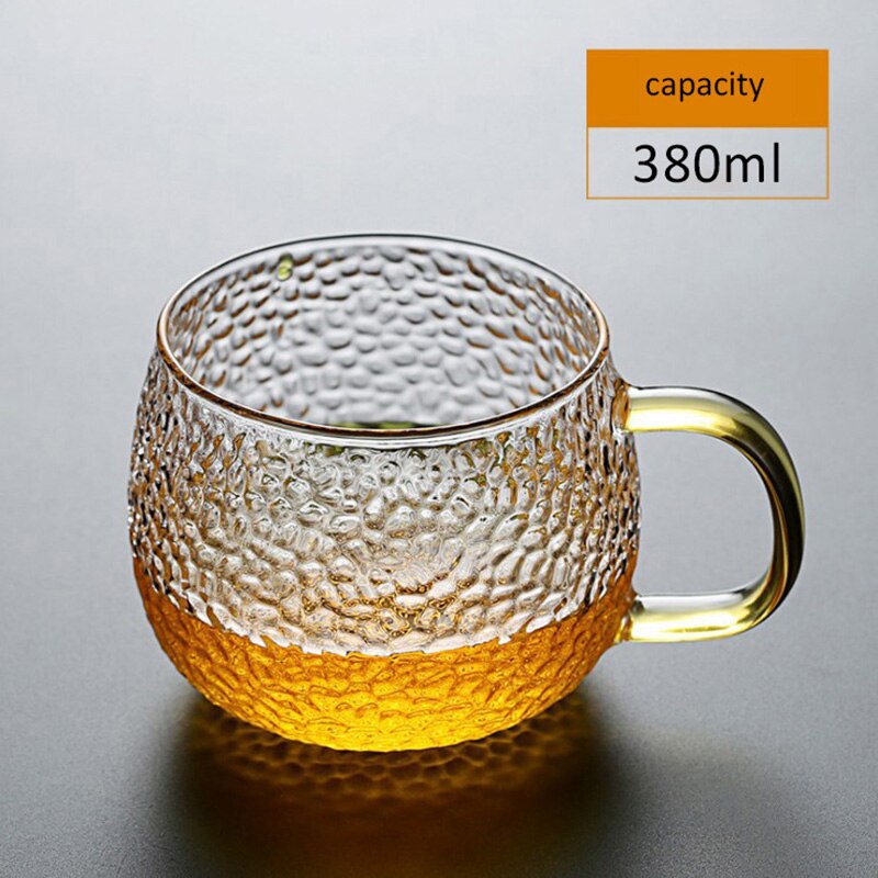 Gehämmert Wasser Tasse Mit Griff Glas Tee Tasse Haushalt Bier Saft Tasse #1: A 380ml
